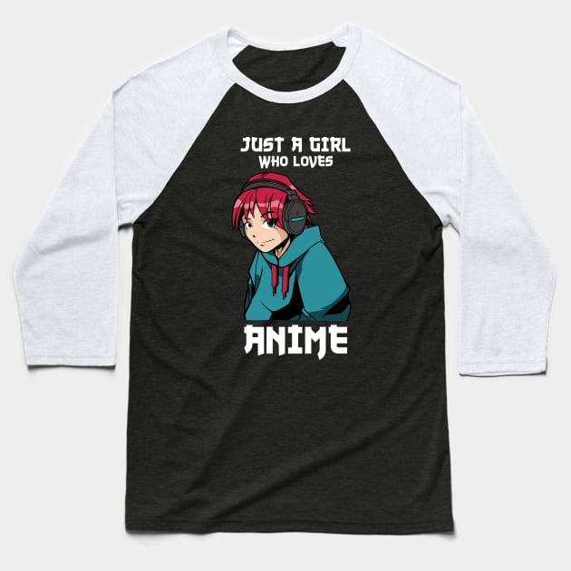 Just A Girl Who Loves Anime Baseball T-Shirt by OnepixArt